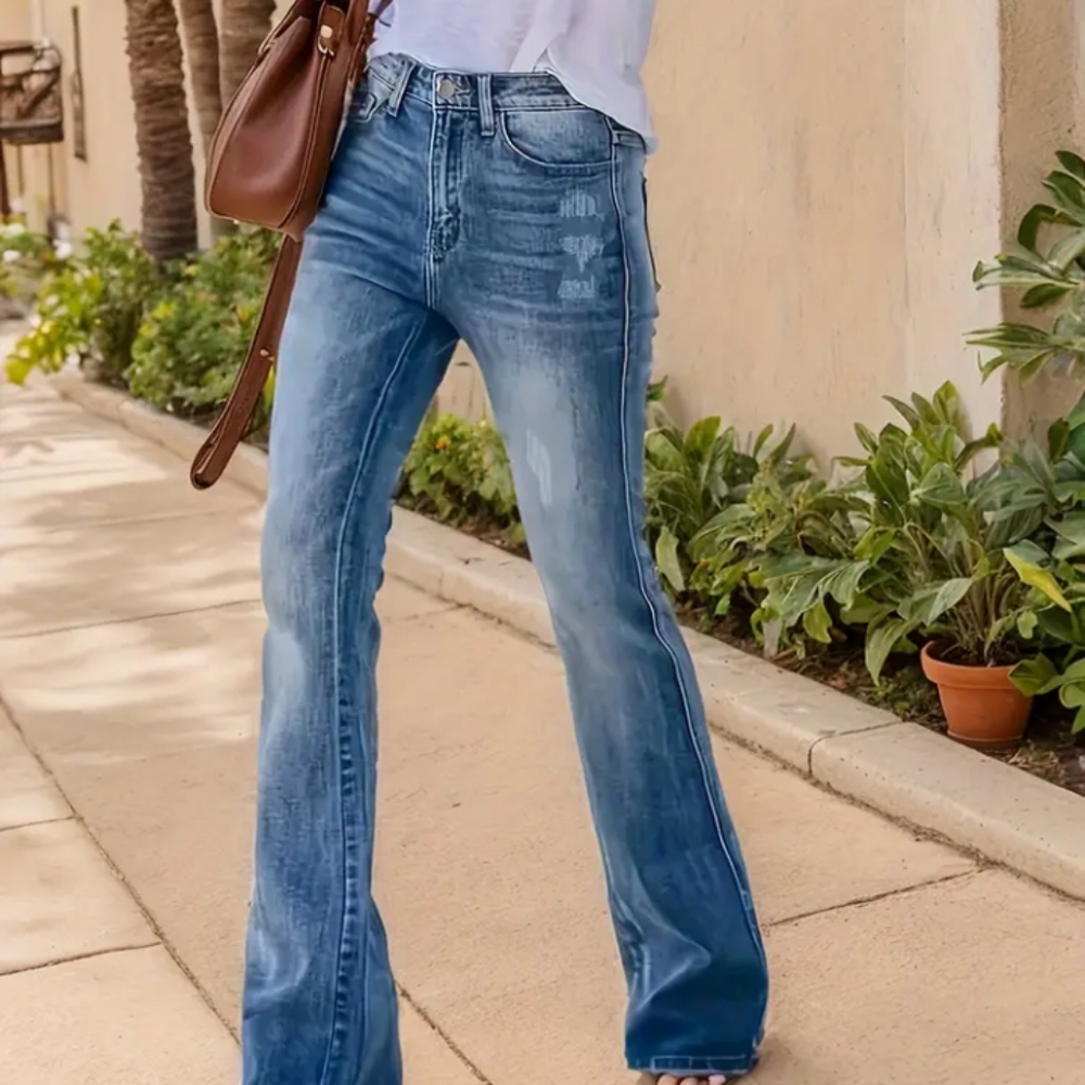 #4038 High Stretch Bootcut Chic Washed Denim Jeans